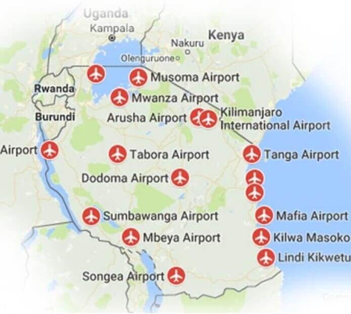different National Parks in Tanzania